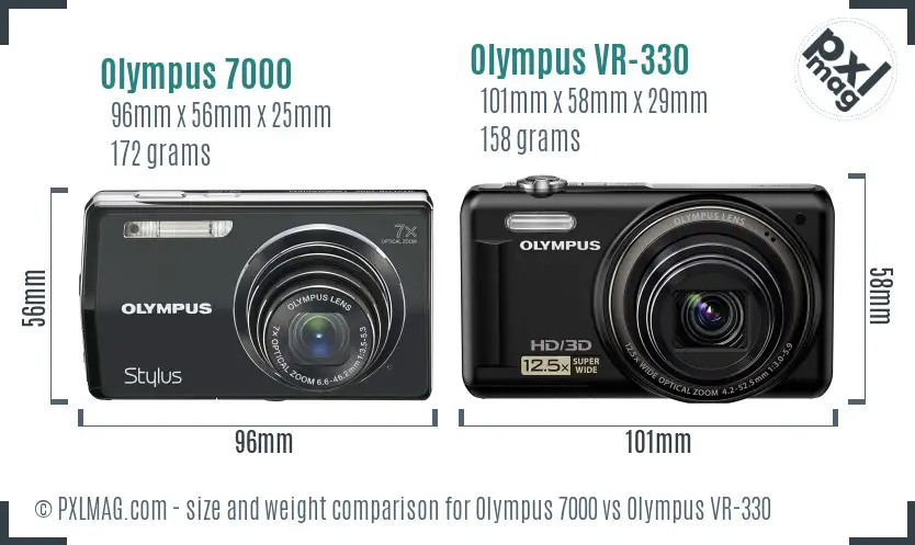 Olympus 7000 vs Olympus VR-330 size comparison