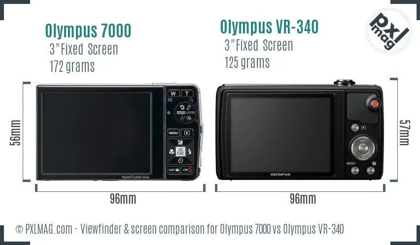 Olympus 7000 vs Olympus VR-340 Screen and Viewfinder comparison
