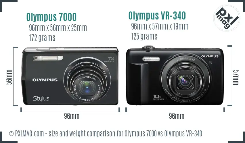 Olympus 7000 vs Olympus VR-340 size comparison
