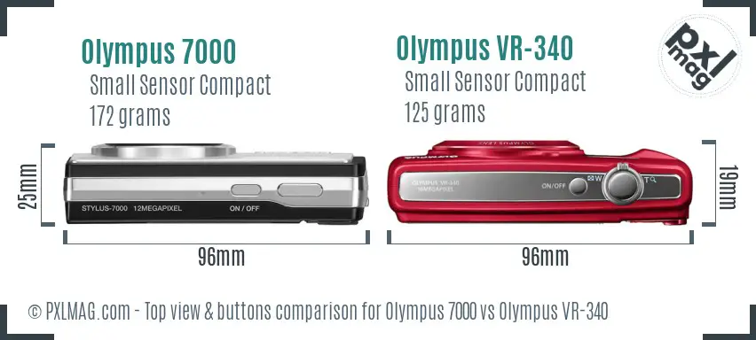 Olympus 7000 vs Olympus VR-340 top view buttons comparison