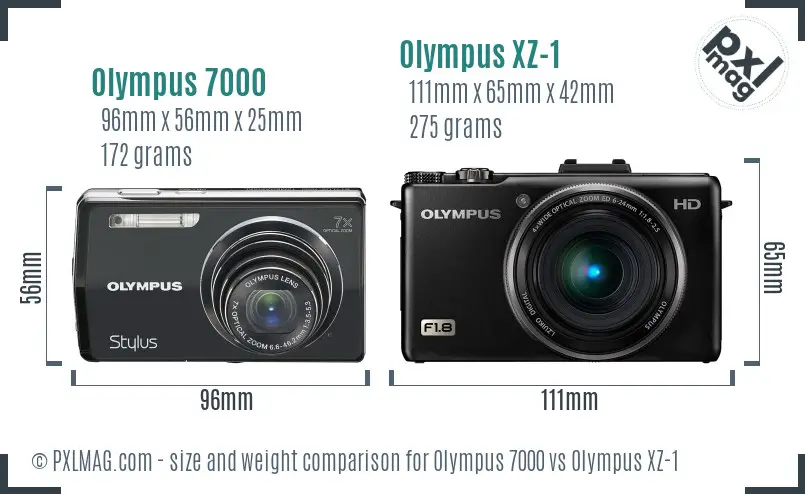 Olympus 7000 vs Olympus XZ-1 size comparison