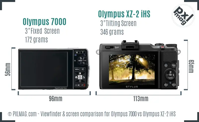 Olympus 7000 vs Olympus XZ-2 iHS Screen and Viewfinder comparison