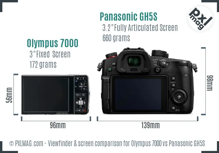 Olympus 7000 vs Panasonic GH5S Screen and Viewfinder comparison