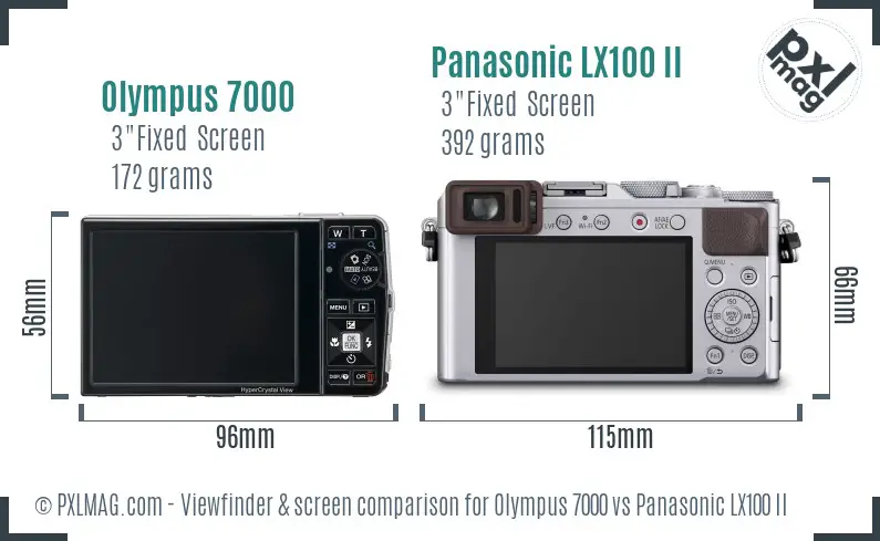 Olympus 7000 vs Panasonic LX100 II Screen and Viewfinder comparison