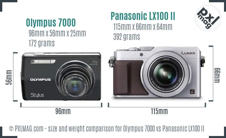 Olympus 7000 vs Panasonic LX100 II size comparison