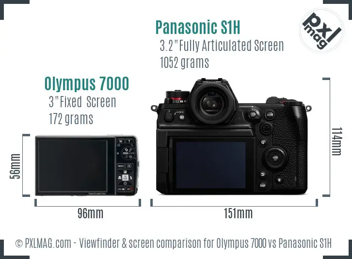 Olympus 7000 vs Panasonic S1H Screen and Viewfinder comparison