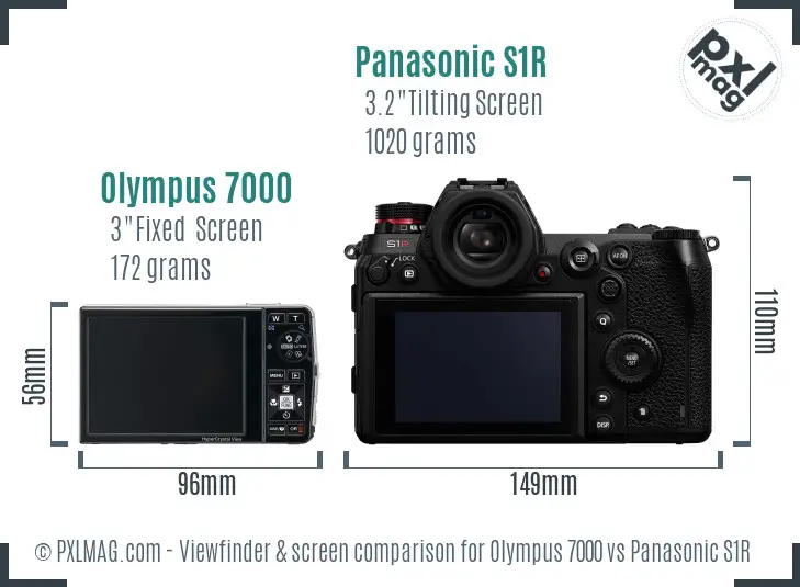 Olympus 7000 vs Panasonic S1R Screen and Viewfinder comparison