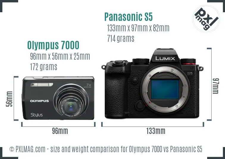 Olympus 7000 vs Panasonic S5 size comparison