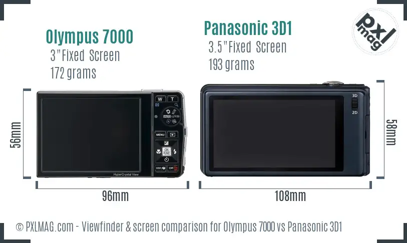 Olympus 7000 vs Panasonic 3D1 Screen and Viewfinder comparison