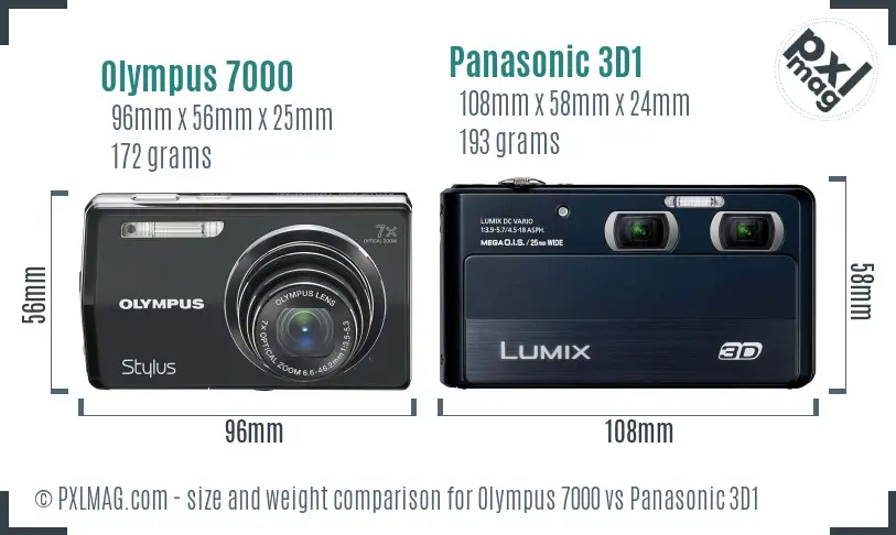 Olympus 7000 vs Panasonic 3D1 size comparison