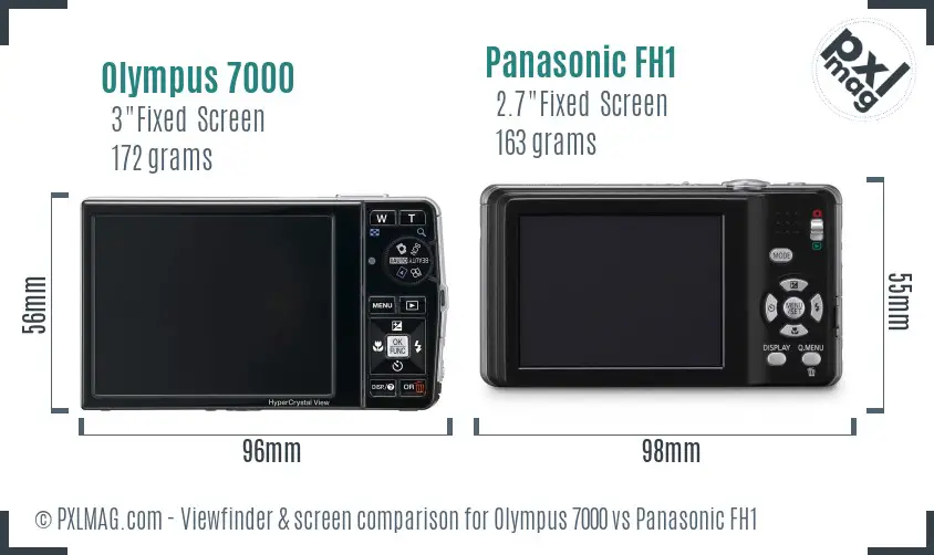 Olympus 7000 vs Panasonic FH1 Screen and Viewfinder comparison