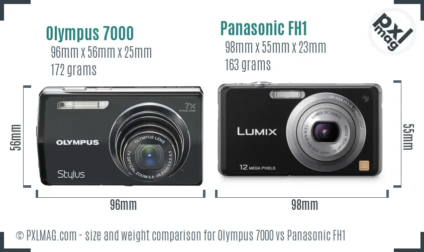 Olympus 7000 vs Panasonic FH1 size comparison