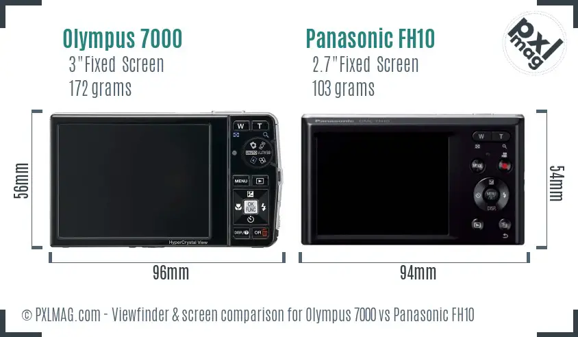 Olympus 7000 vs Panasonic FH10 Screen and Viewfinder comparison