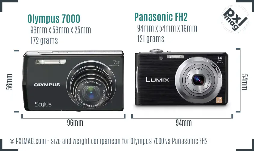 Olympus 7000 vs Panasonic FH2 size comparison