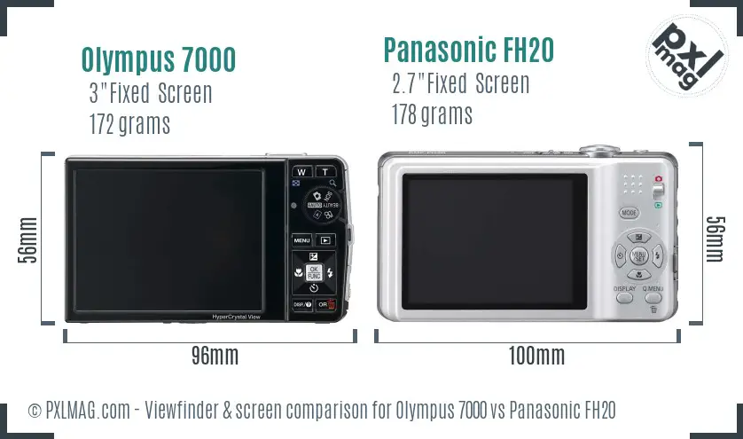 Olympus 7000 vs Panasonic FH20 Screen and Viewfinder comparison