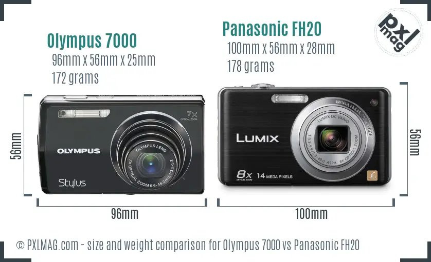 Olympus 7000 vs Panasonic FH20 size comparison