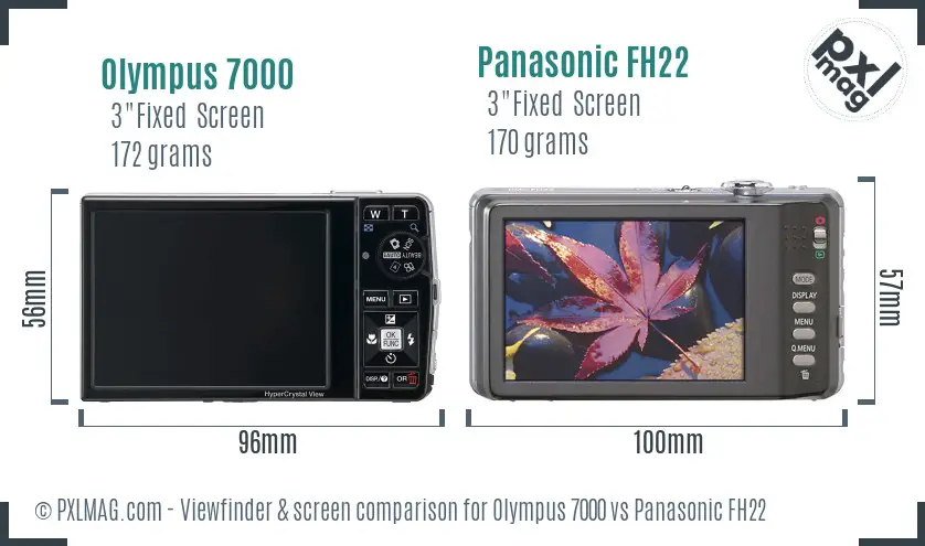 Olympus 7000 vs Panasonic FH22 Screen and Viewfinder comparison