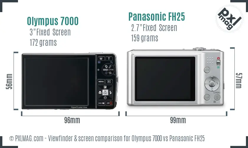 Olympus 7000 vs Panasonic FH25 Screen and Viewfinder comparison