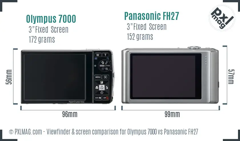 Olympus 7000 vs Panasonic FH27 Screen and Viewfinder comparison