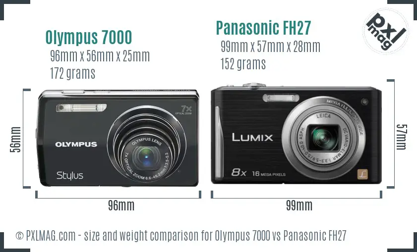 Olympus 7000 vs Panasonic FH27 size comparison