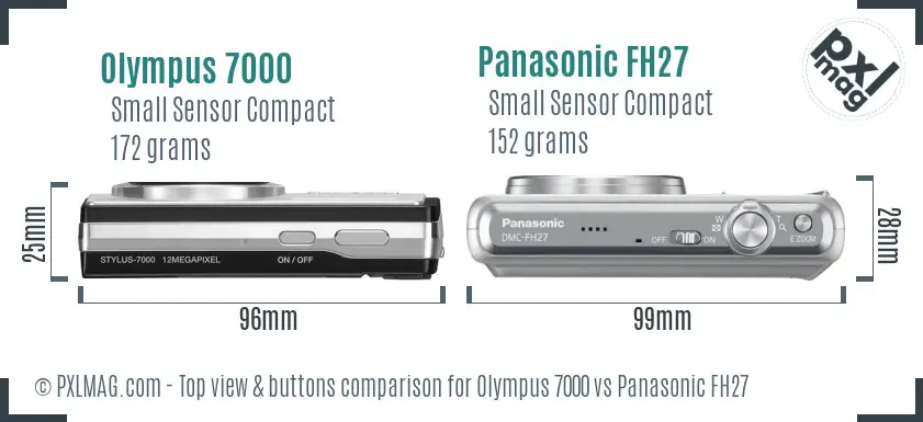 Olympus 7000 vs Panasonic FH27 top view buttons comparison