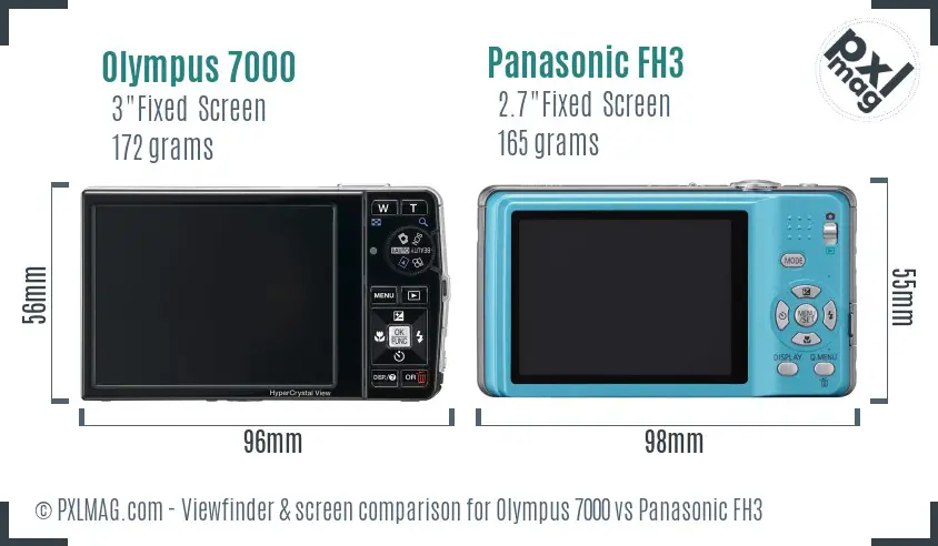 Olympus 7000 vs Panasonic FH3 Screen and Viewfinder comparison