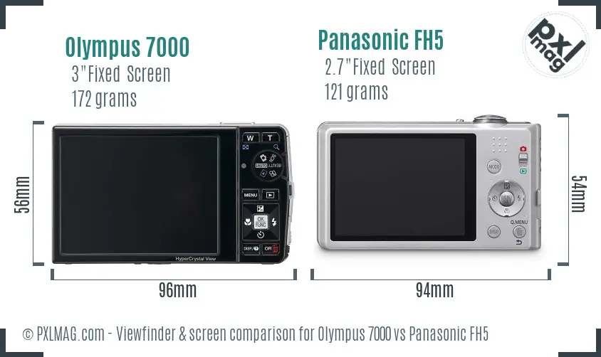 Olympus 7000 vs Panasonic FH5 Screen and Viewfinder comparison