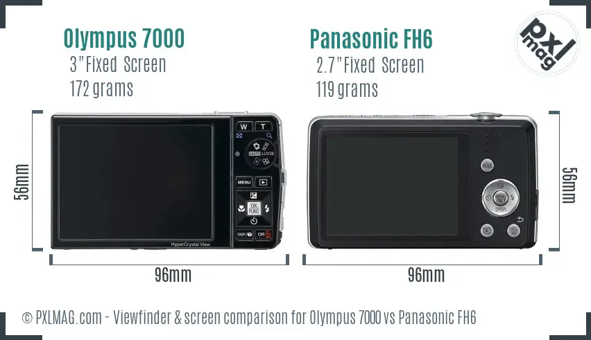 Olympus 7000 vs Panasonic FH6 Screen and Viewfinder comparison