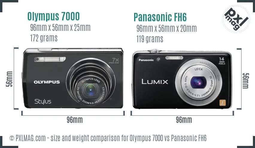 Olympus 7000 vs Panasonic FH6 size comparison