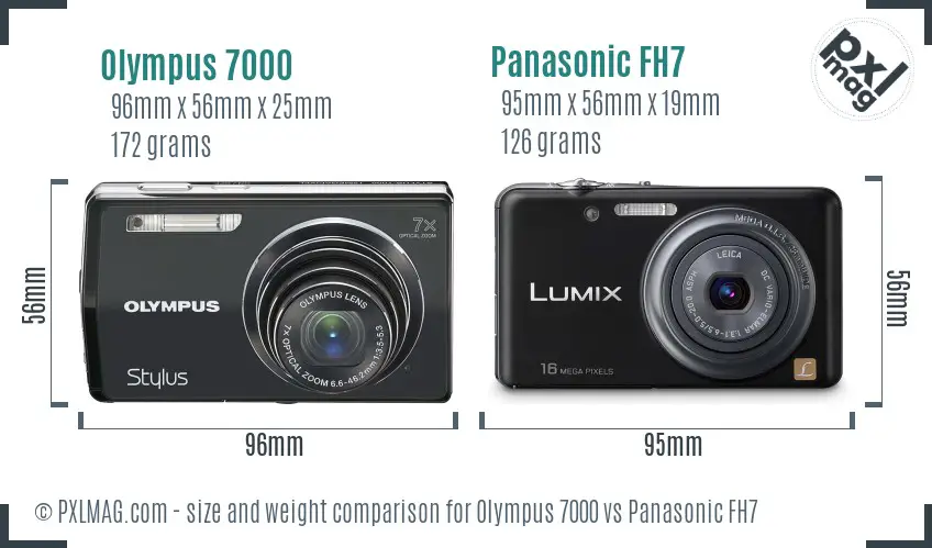 Olympus 7000 vs Panasonic FH7 size comparison