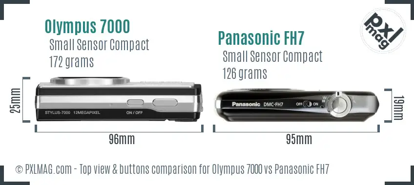 Olympus 7000 vs Panasonic FH7 top view buttons comparison