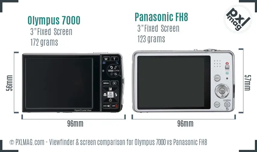 Olympus 7000 vs Panasonic FH8 Screen and Viewfinder comparison