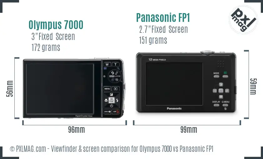 Olympus 7000 vs Panasonic FP1 Screen and Viewfinder comparison