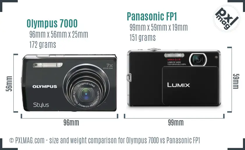 Olympus 7000 vs Panasonic FP1 size comparison