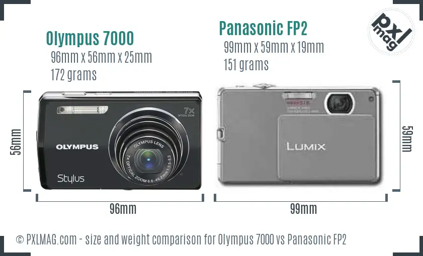Olympus 7000 vs Panasonic FP2 size comparison