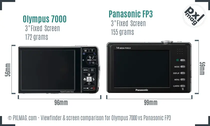 Olympus 7000 vs Panasonic FP3 Screen and Viewfinder comparison