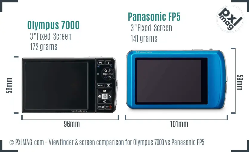 Olympus 7000 vs Panasonic FP5 Screen and Viewfinder comparison