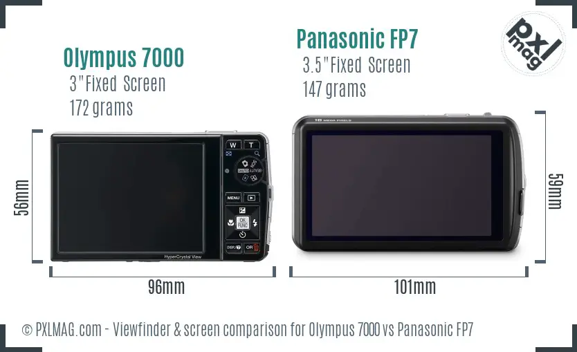 Olympus 7000 vs Panasonic FP7 Screen and Viewfinder comparison