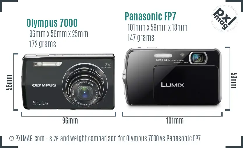 Olympus 7000 vs Panasonic FP7 size comparison