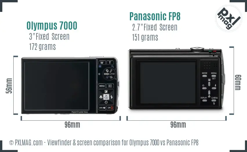 Olympus 7000 vs Panasonic FP8 Screen and Viewfinder comparison