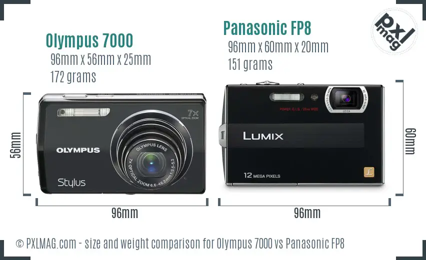 Olympus 7000 vs Panasonic FP8 size comparison