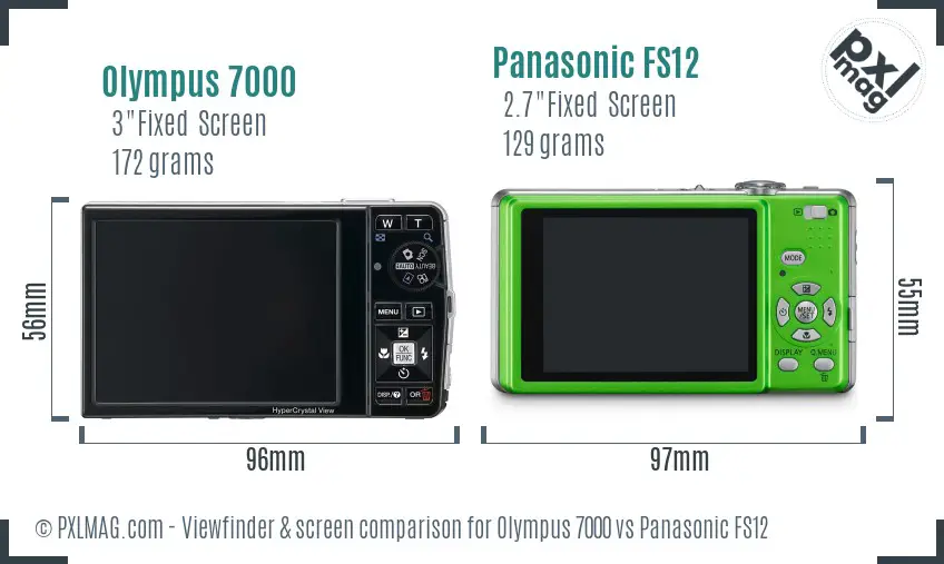 Olympus 7000 vs Panasonic FS12 Screen and Viewfinder comparison