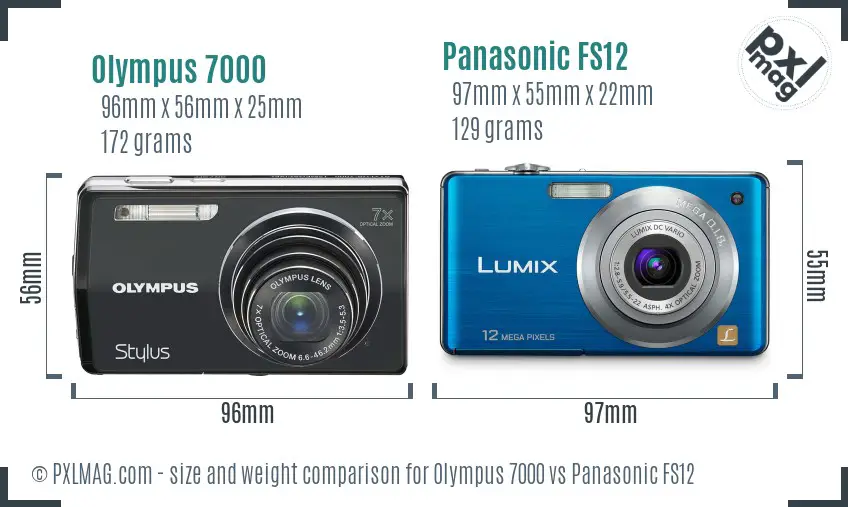Olympus 7000 vs Panasonic FS12 size comparison