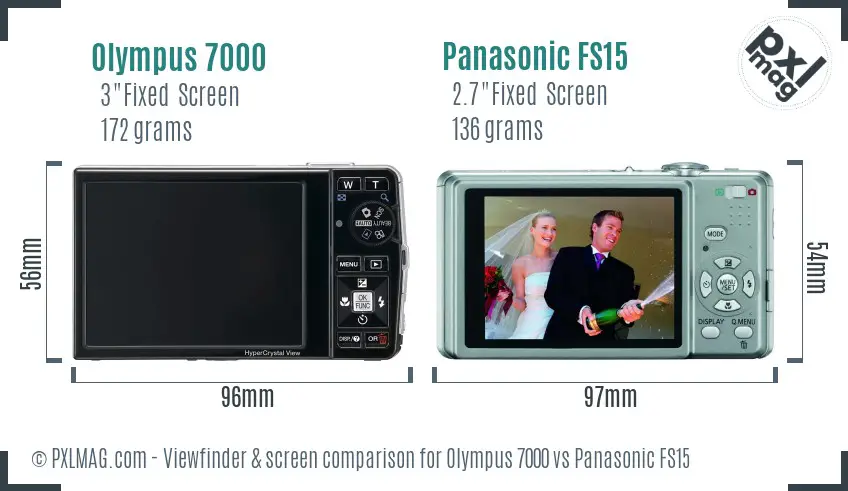Olympus 7000 vs Panasonic FS15 Screen and Viewfinder comparison