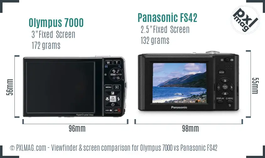 Olympus 7000 vs Panasonic FS42 Screen and Viewfinder comparison