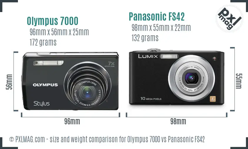Olympus 7000 vs Panasonic FS42 size comparison