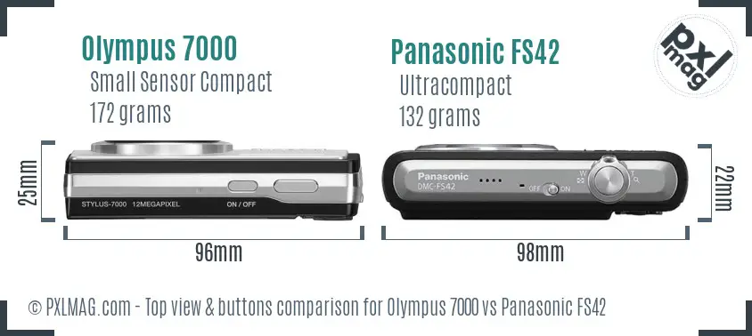 Olympus 7000 vs Panasonic FS42 top view buttons comparison