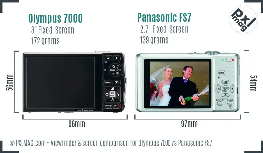 Olympus 7000 vs Panasonic FS7 Screen and Viewfinder comparison