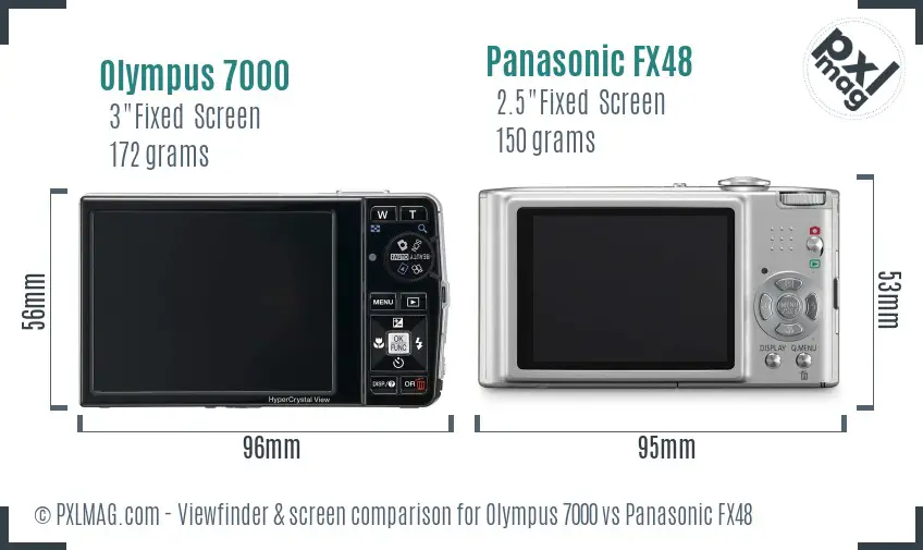 Olympus 7000 vs Panasonic FX48 Screen and Viewfinder comparison