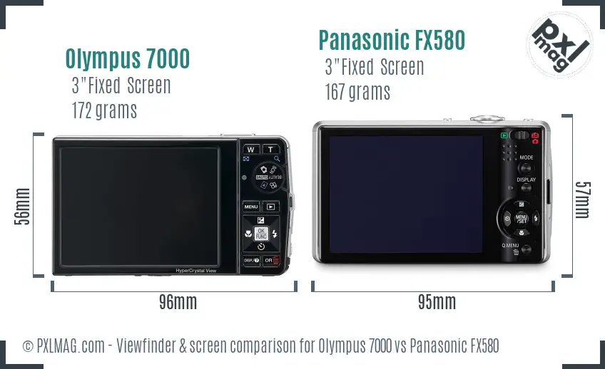 Olympus 7000 vs Panasonic FX580 Screen and Viewfinder comparison